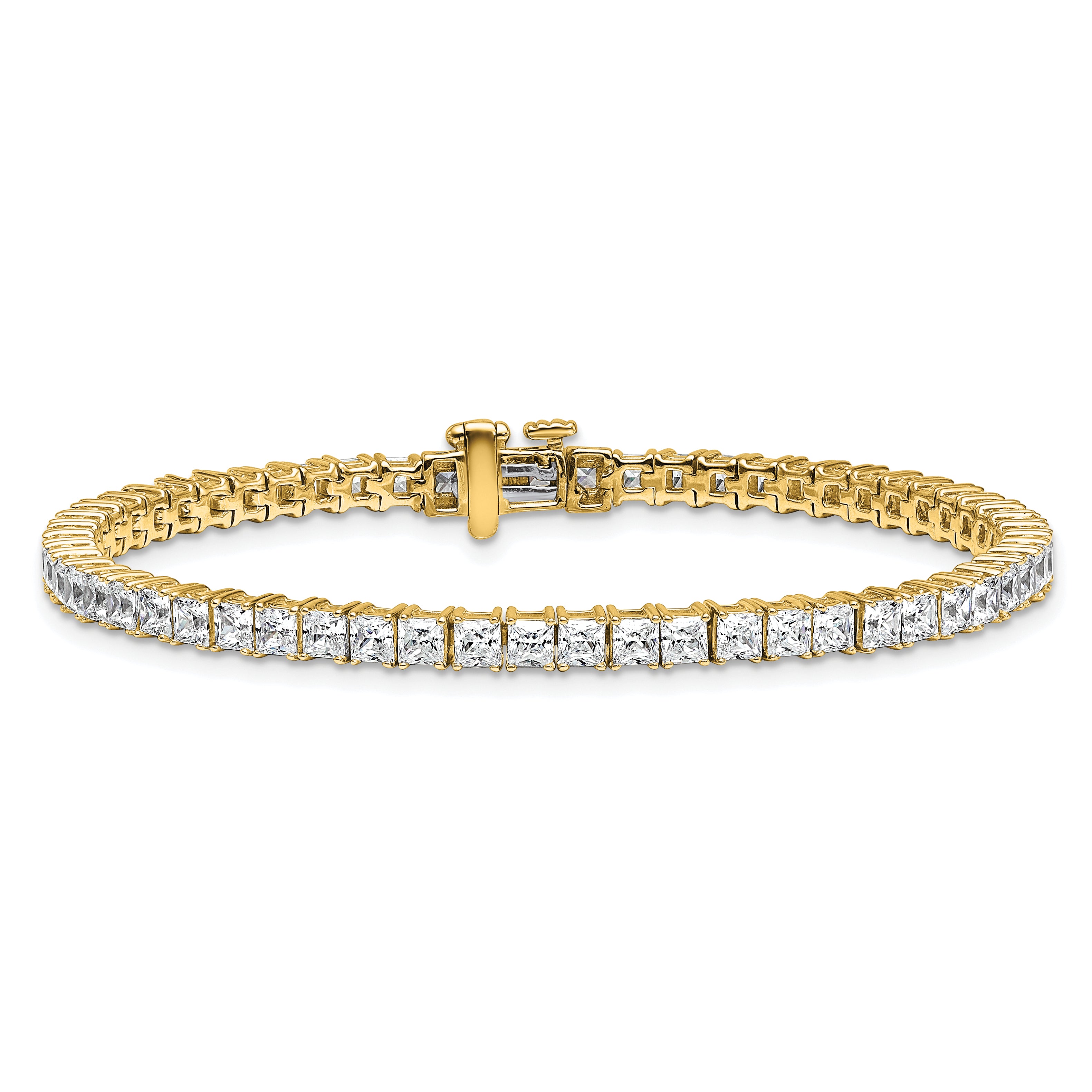 14K Yellow Gold Certified Vs Def Lab Grown Princess Diamond Tennis Bracelet
