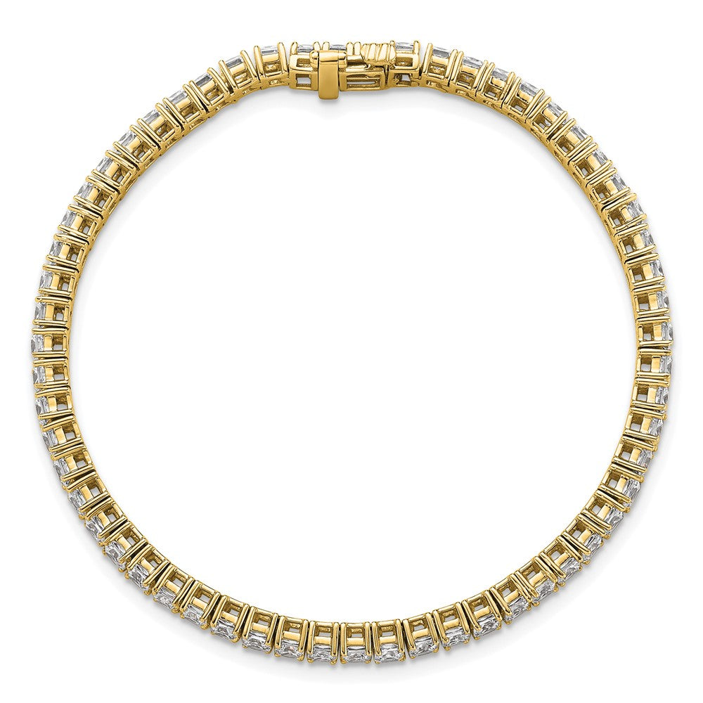 14K Yellow Gold 7 Carat Lab Grown Diamond Vs+ F+ Complete Princess Prong Set Tennis Bracelet