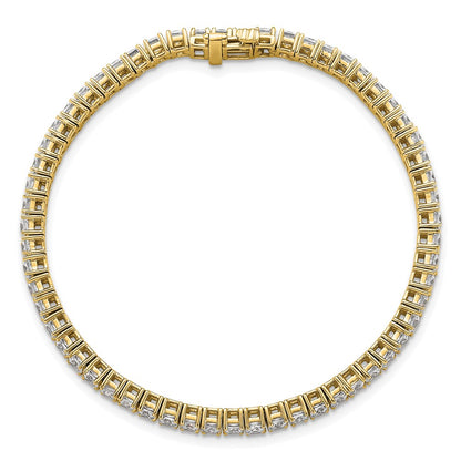 14K Yellow Gold 7 Carat Lab Grown Diamond Vs+ F+ Complete Princess Prong Set Tennis Bracelet