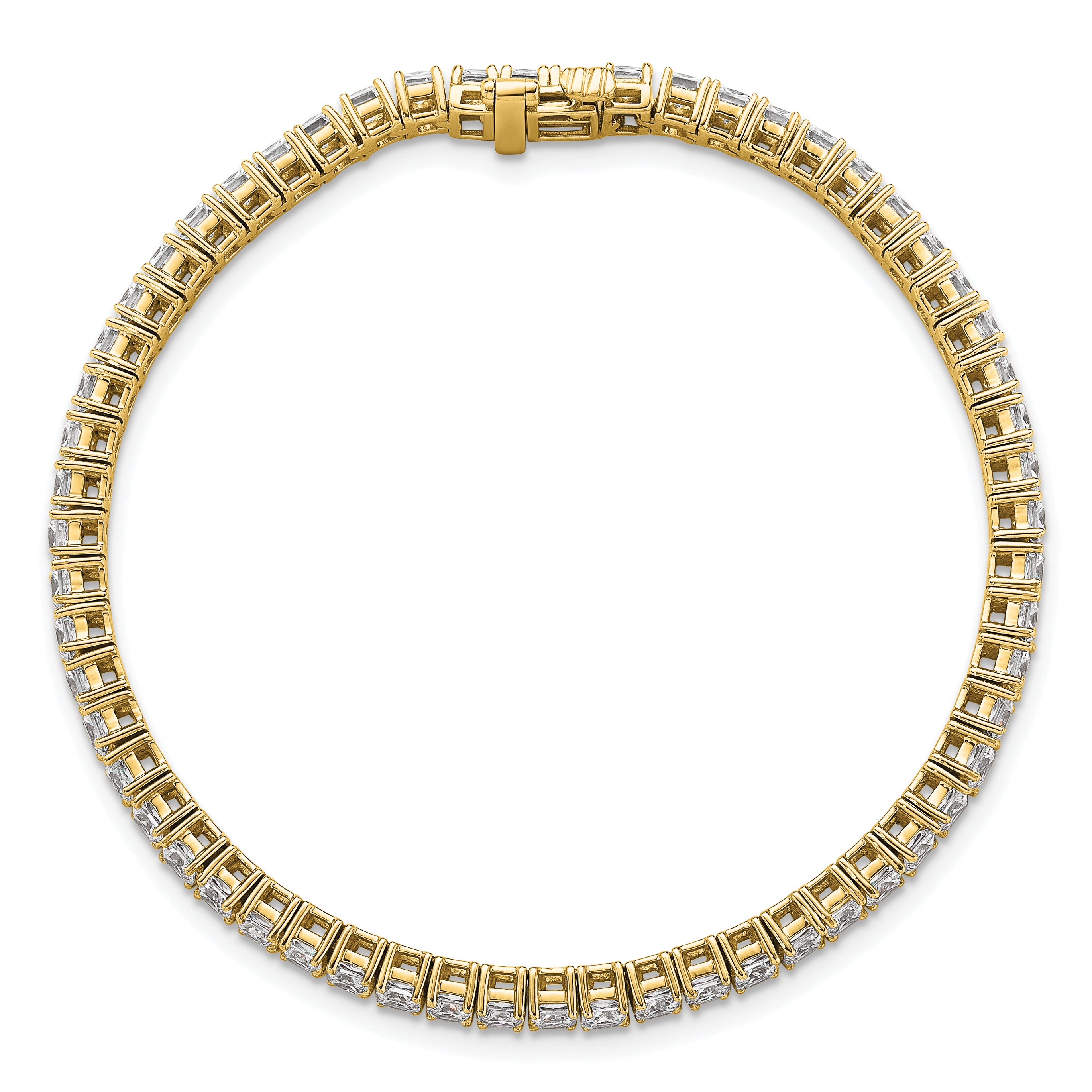 14K Yellow Gold Certified Vs Def Lab Grown Princess Diamond Tennis Bracelet