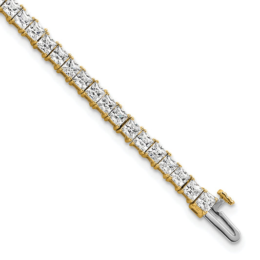 14K Yellow Gold Certified Vs Def Lab Grown Princess Diamond Tennis Bracelet