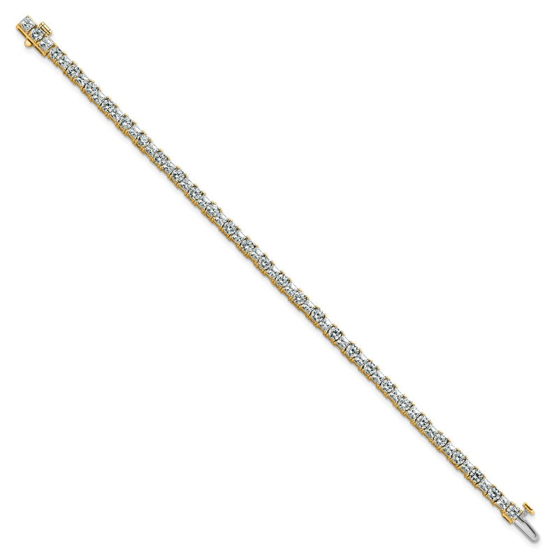 14K Yellow Gold 7 Carat Lab Grown Diamond Vs+ F+ Complete Princess And Round Tennis Bracelet