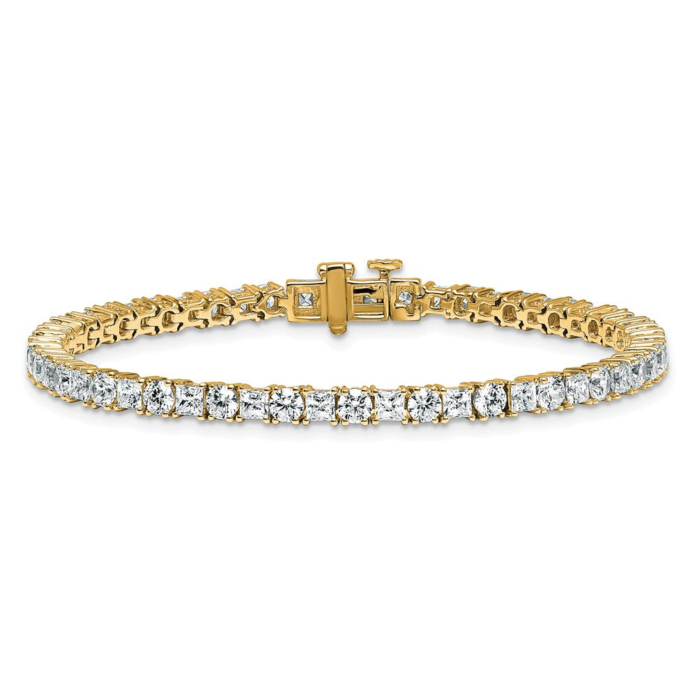 14K Yellow Gold Vs Def Certified Lab Grown Princess And Round Diamond Tennis Br