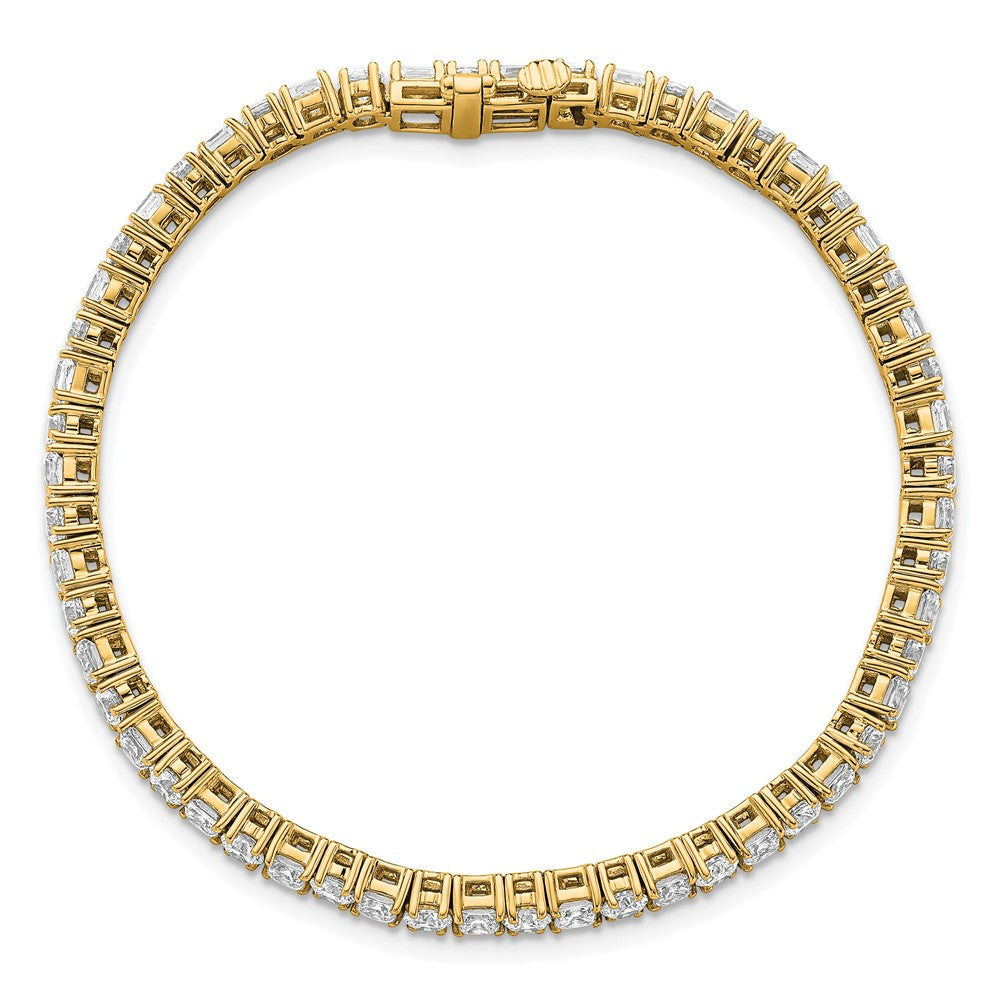 14K Yellow Gold 7 Carat Lab Grown Diamond Vs+ F+ Complete Princess And Round Tennis Bracelet
