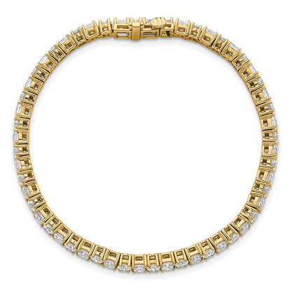 14K Yellow Gold 7 Carat Lab Grown Diamond Vs+ F+ Complete Princess And Round Tennis Bracelet