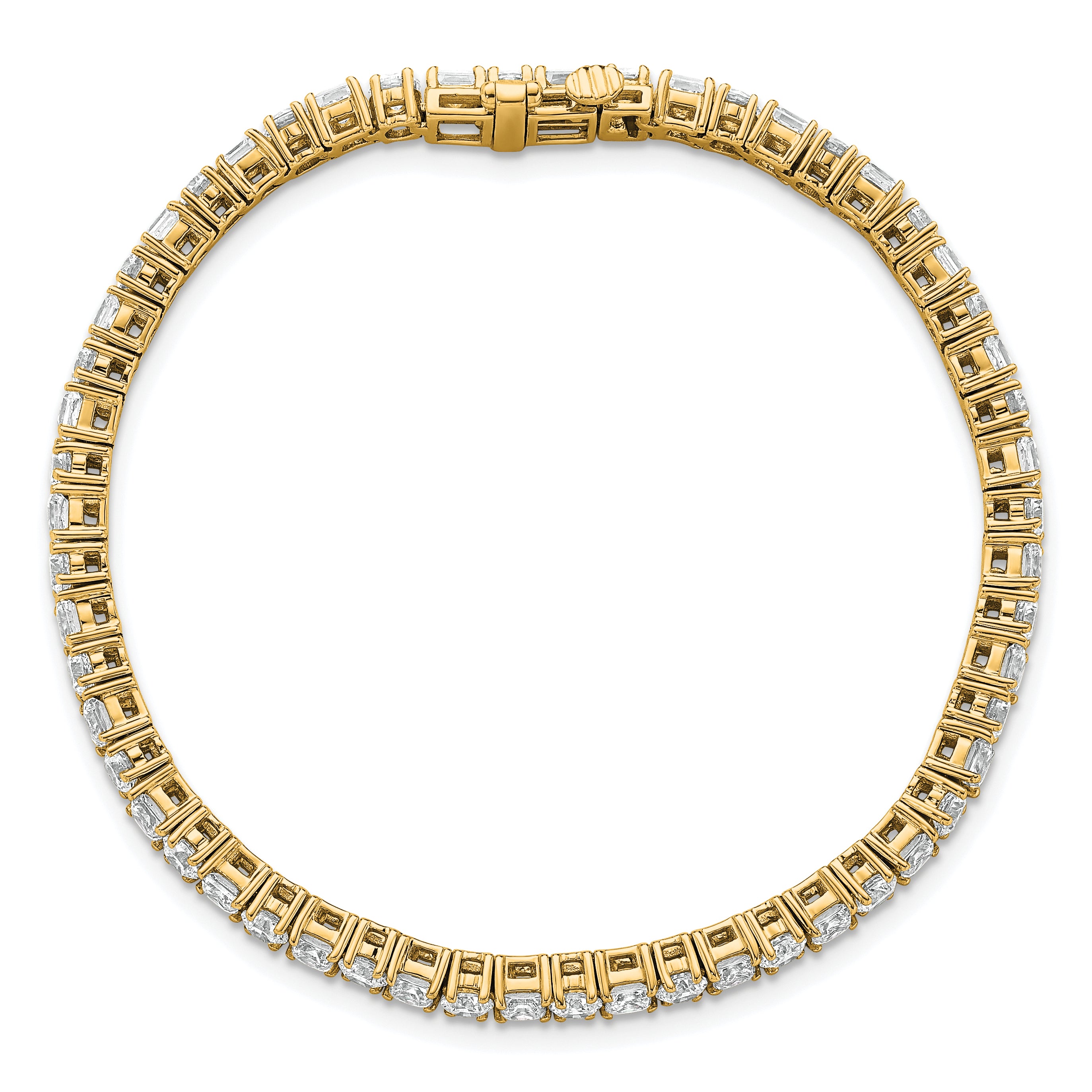 14K Yellow Gold 7 Carat Lab Grown Diamond Vs+ F+ Complete Princess And Round Tennis Bracelet
