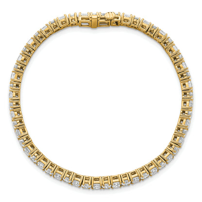 14K Yellow Gold 7 Carat Lab Grown Diamond Vs+ F+ Complete Princess And Round Tennis Bracelet