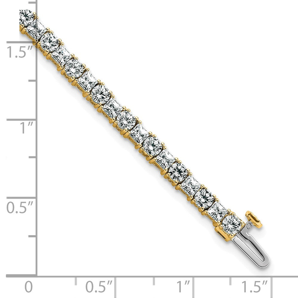 14K Yellow Gold 7 Carat Lab Grown Diamond Vs/Si+ G+ Complete Princess And Round Tennis Bracelet
