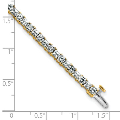 14K Yellow Gold 7 Carat Lab Grown Diamond Vs+ F+ Complete Princess And Round Tennis Bracelet