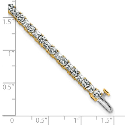 14K Yellow Gold 7 Carat Lab Grown Diamond Vs+ F+ Complete Princess And Round Tennis Bracelet
