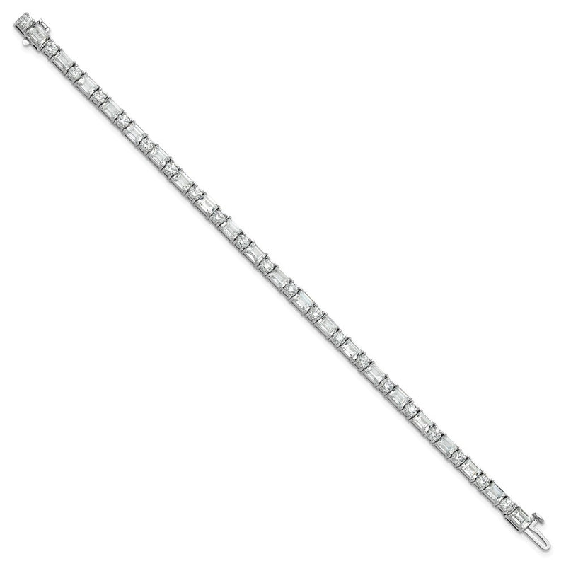 14K White Gold 10 Carat Lab Grown Diamond Vs+ F+ Complete Emerald And Round Tennis Bracelet