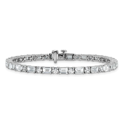 14K White Gold 10 Carat Lab Grown Diamond Vs+ F+ Complete Emerald And Round Tennis Bracelet