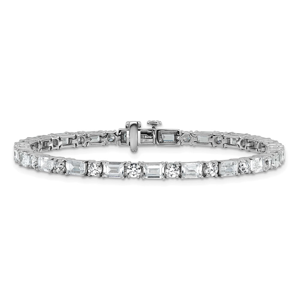 14k White Gold 10 Ct. Lab Grown Diamond VS/FG Emerald and Round 7 inch Tennis Bracelet