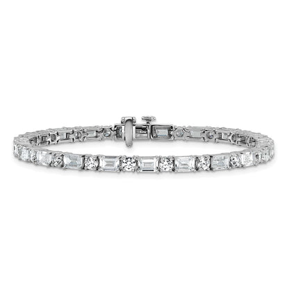 14k White Gold 10 Ct. Lab Grown Diamond VS/FG Emerald and Round 7 inch Tennis Bracelet