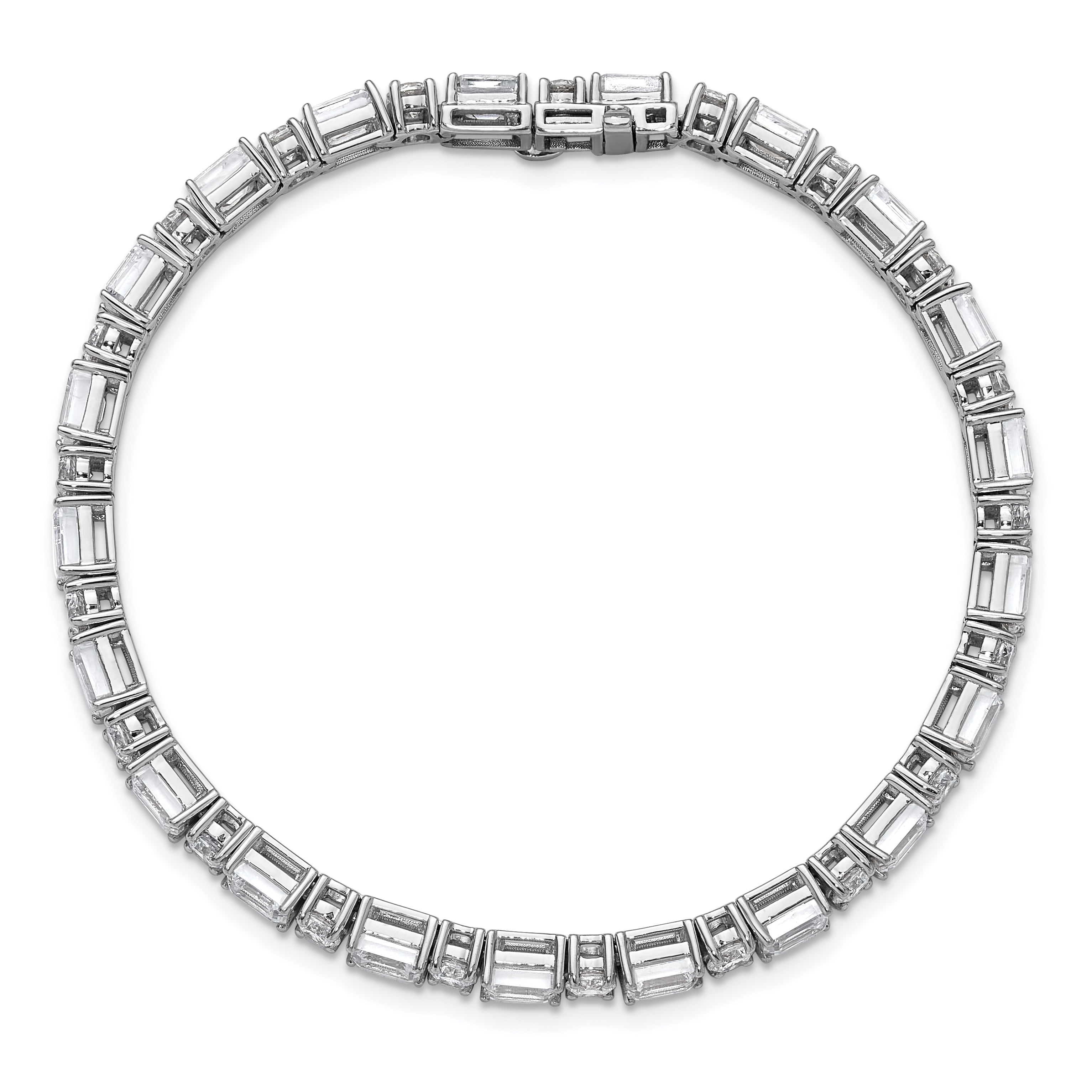14K White Gold 10 Carat Lab Grown Diamond Vs+ F+ Complete Emerald And Round Tennis Bracelet