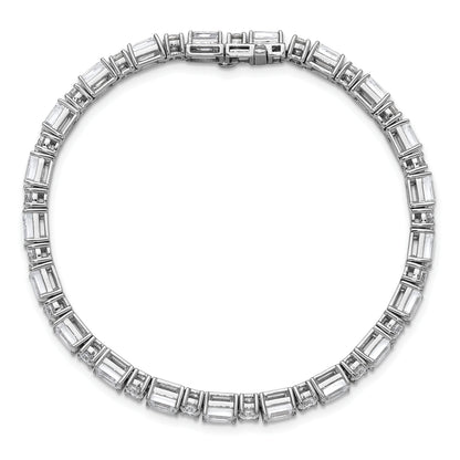 14K White Gold 10 Carat Lab Grown Diamond Vs+ F+ Complete Emerald And Round Tennis Bracelet