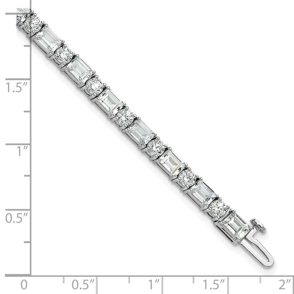 14k White Gold 10 Ct. Lab Grown Diamond VS/FG Emerald and Round 7 inch Tennis Bracelet