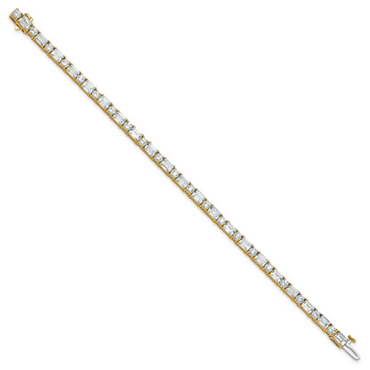 14k Yellow Gold 10 Ct. Lab Grown Diamond VS/FG Emerald and Round 7 inch Tennis Bracelet