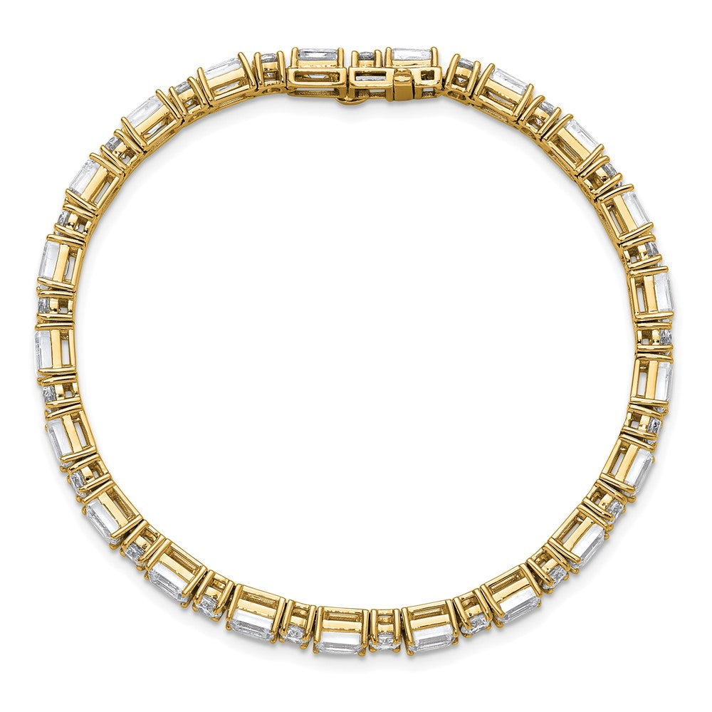 14k Yellow Gold 10 Ct. Lab Grown Diamond VS/FG Emerald and Round 7 inch Tennis Bracelet