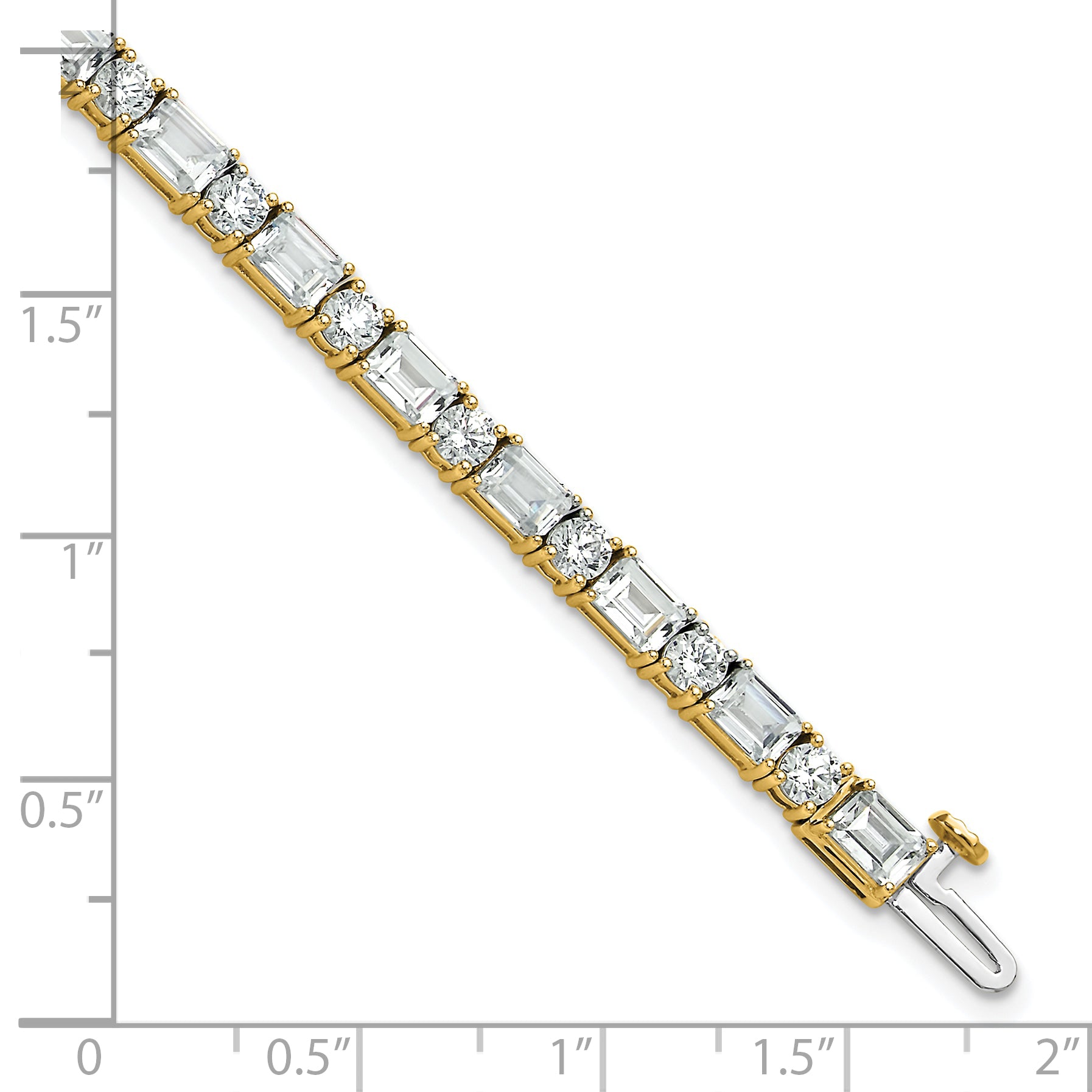 14k Yellow Gold 10 Ct. Lab Grown Diamond VS/FG Emerald and Round 7 inch Tennis Bracelet