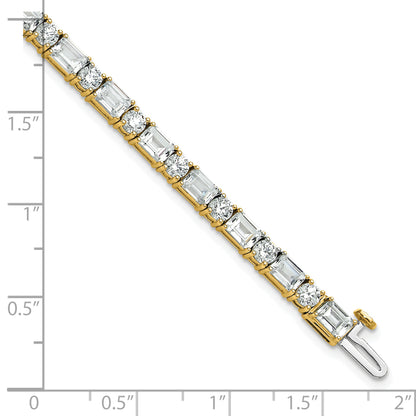 14k Yellow Gold 10 Ct. Lab Grown Diamond VS/FG Emerald and Round 7 inch Tennis Bracelet