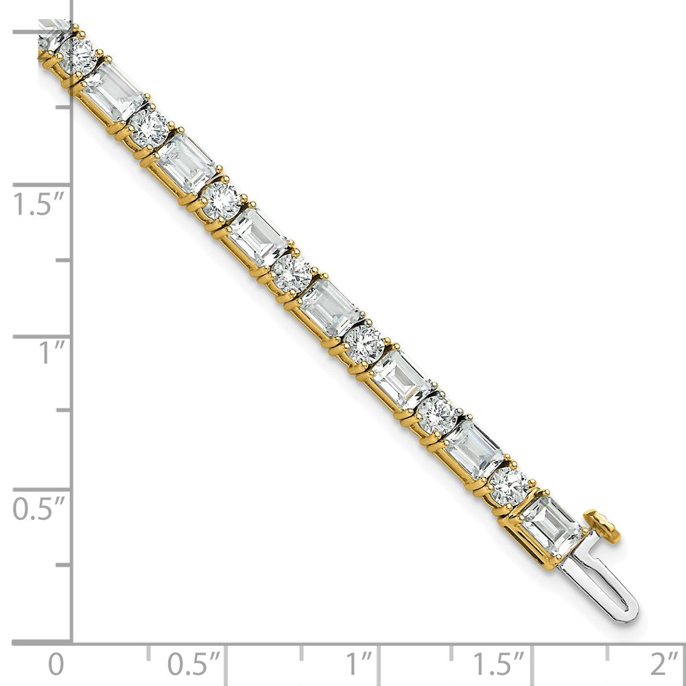 14k Yellow Gold 10 Ct. Lab Grown Diamond VS/FG Emerald and Round 7 inch Tennis Bracelet