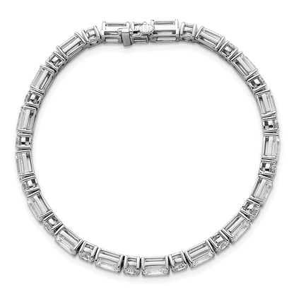 14K White Gold Certified Vs/Si Fgh Lab Grown Emerald And Round Diamond Tenn
