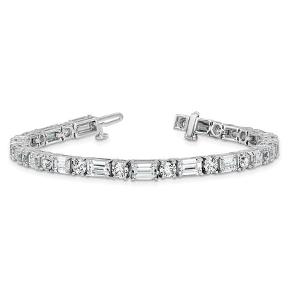 14K White Gold Certified Vs/Si Fgh Lab Grown Emerald And Round Diamond Tenn
