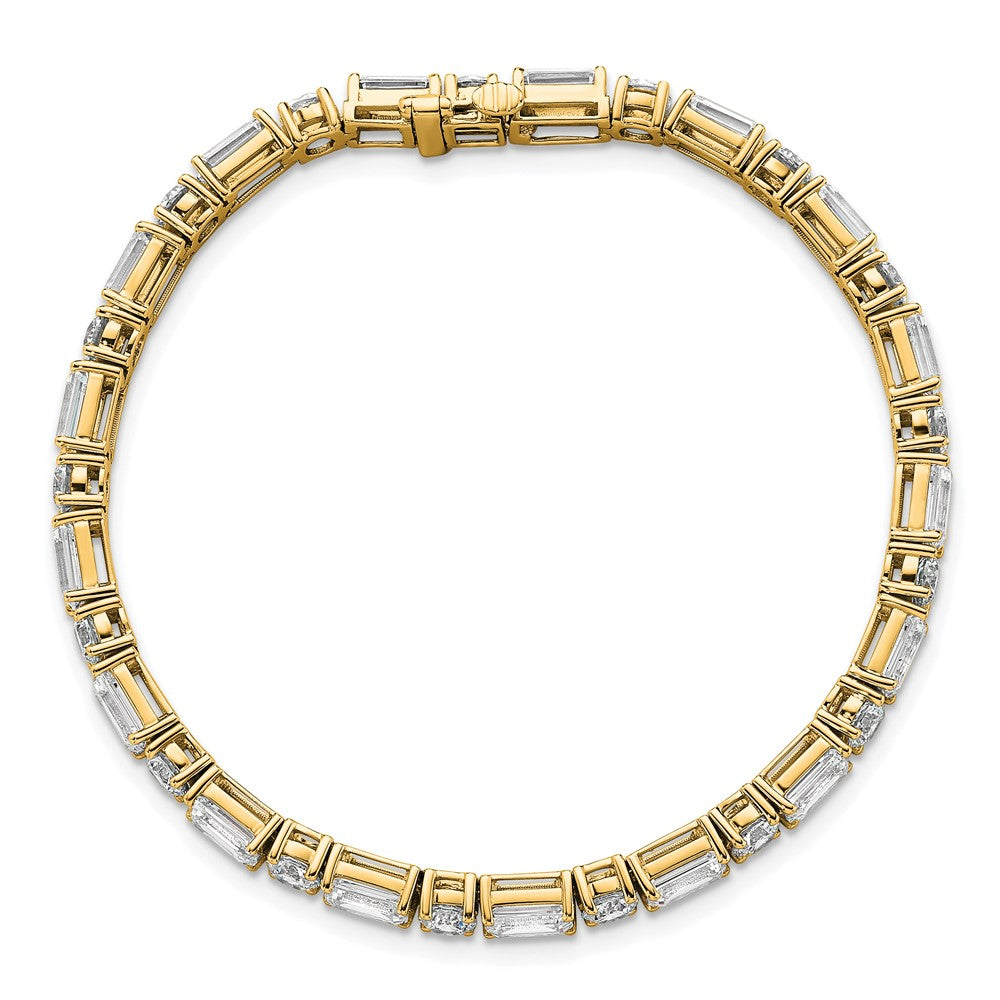 14K Yellow Gold Certified Vs Def Lab Grown Emerald And Round Diamond Tennis