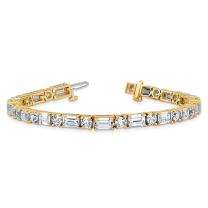 14K Yellow Gold Certified Vs Def Lab Grown Emerald And Round Diamond Tennis