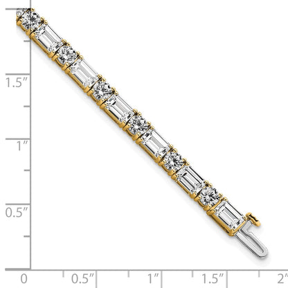 14K Yellow Gold Certified Vs Def Lab Grown Emerald And Round Diamond Tennis