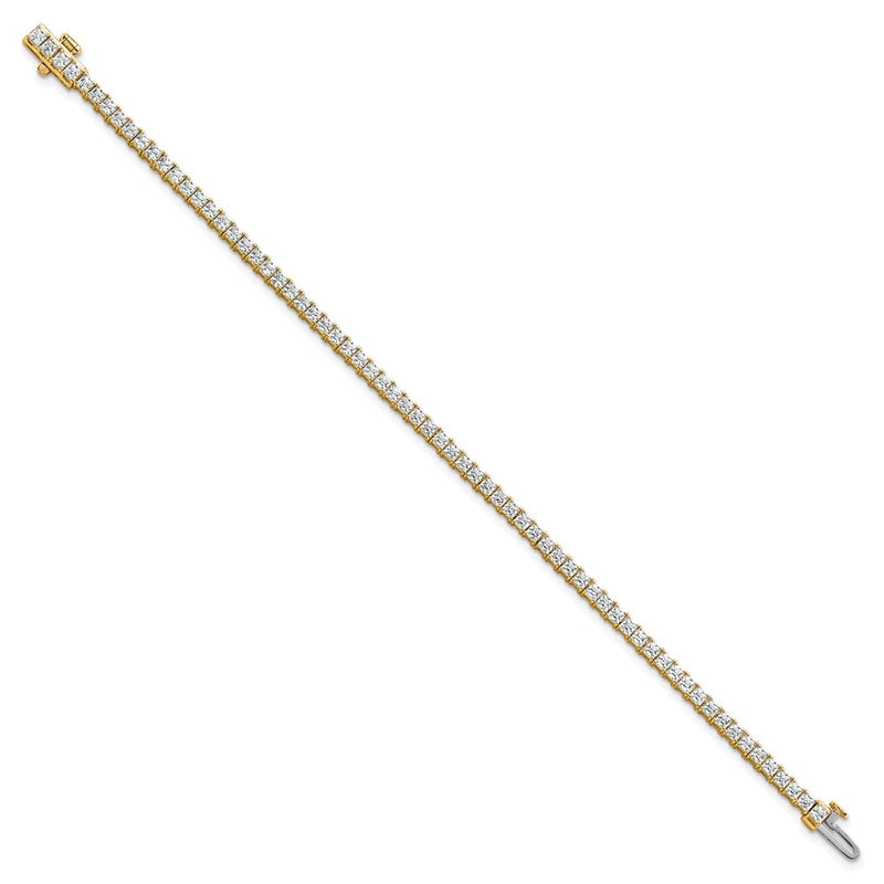 14K Yellow Gold 5 Carat Lab Grown Diamond Vs+ F+ Complete Princess Prong Set Tennis Bracelet