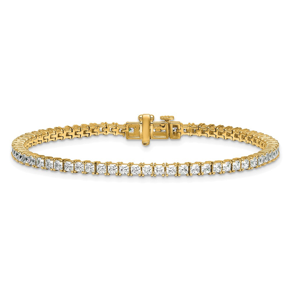 14K Yellow Gold 5 Carat Lab Grown Diamond Vs+ F+ Complete Princess Prong Set Tennis Bracelet