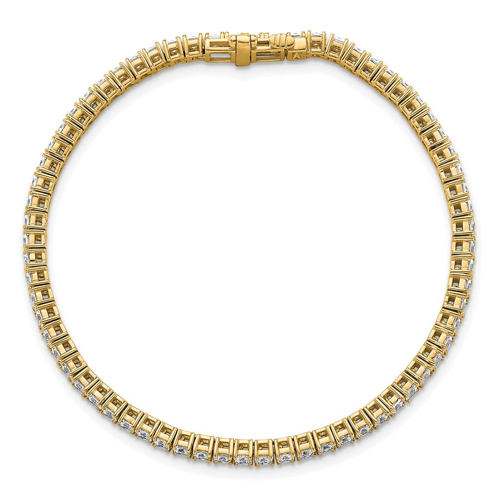 14K Yellow Gold 5 Carat Lab Grown Diamond Vs+ F+ Complete Princess Prong Set Tennis Bracelet