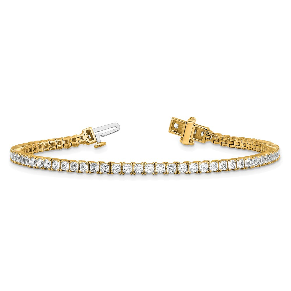 14K Yellow Gold 5 Carat Lab Grown Diamond Vs+ F+ Complete Princess Prong Set Tennis Bracelet