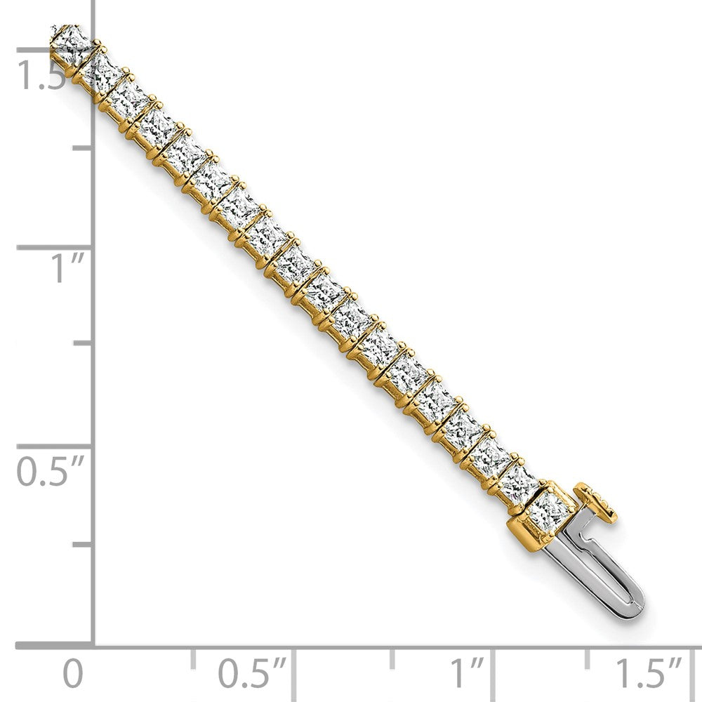 14K Yellow Gold 5 Carat Lab Grown Diamond Vs+ F+ Complete Princess Prong Set Tennis Bracelet