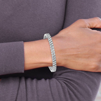 14k White Gold 10 1/2 Ct. Lab Grown Diamond VS/SI+ G+ 7 inch Fancy Tennis Bracelet