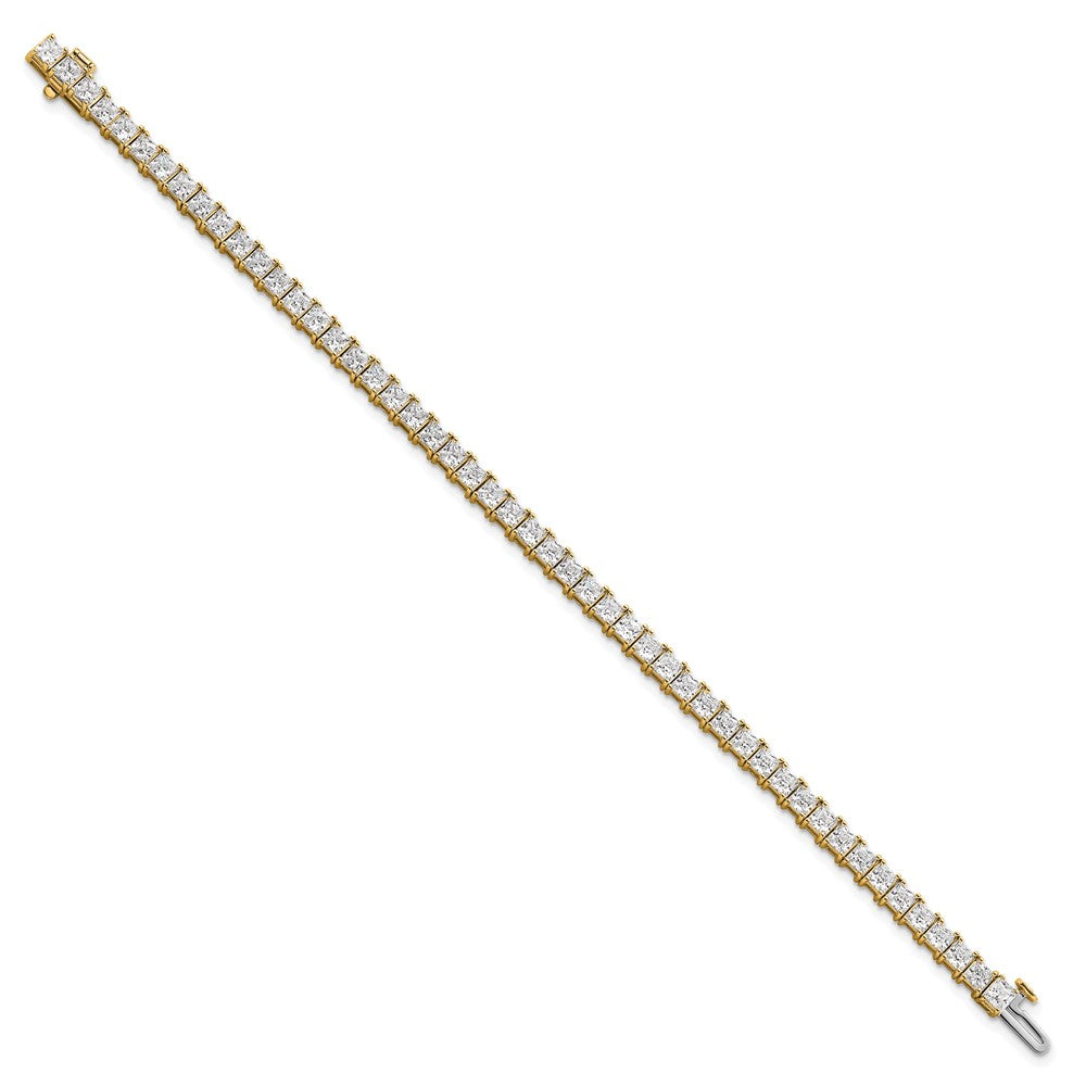 14K Yellow Gold 10 Carat Lab Grown Diamond Vs+ F+ Complete Princess Prong Set Tennis Bracelet
