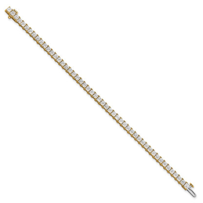 14K Yellow Gold 10 Carat Lab Grown Diamond Vs+ F+ Complete Princess Prong Set Tennis Bracelet