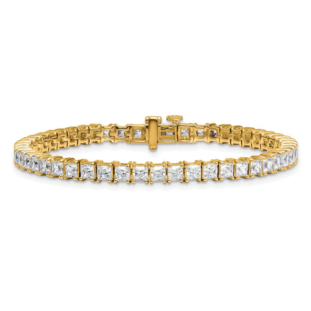 14k Yellow Gold 10 Ct. Lab Grown Diamond VS/SI+ G+ Princess Tennis Bracelet