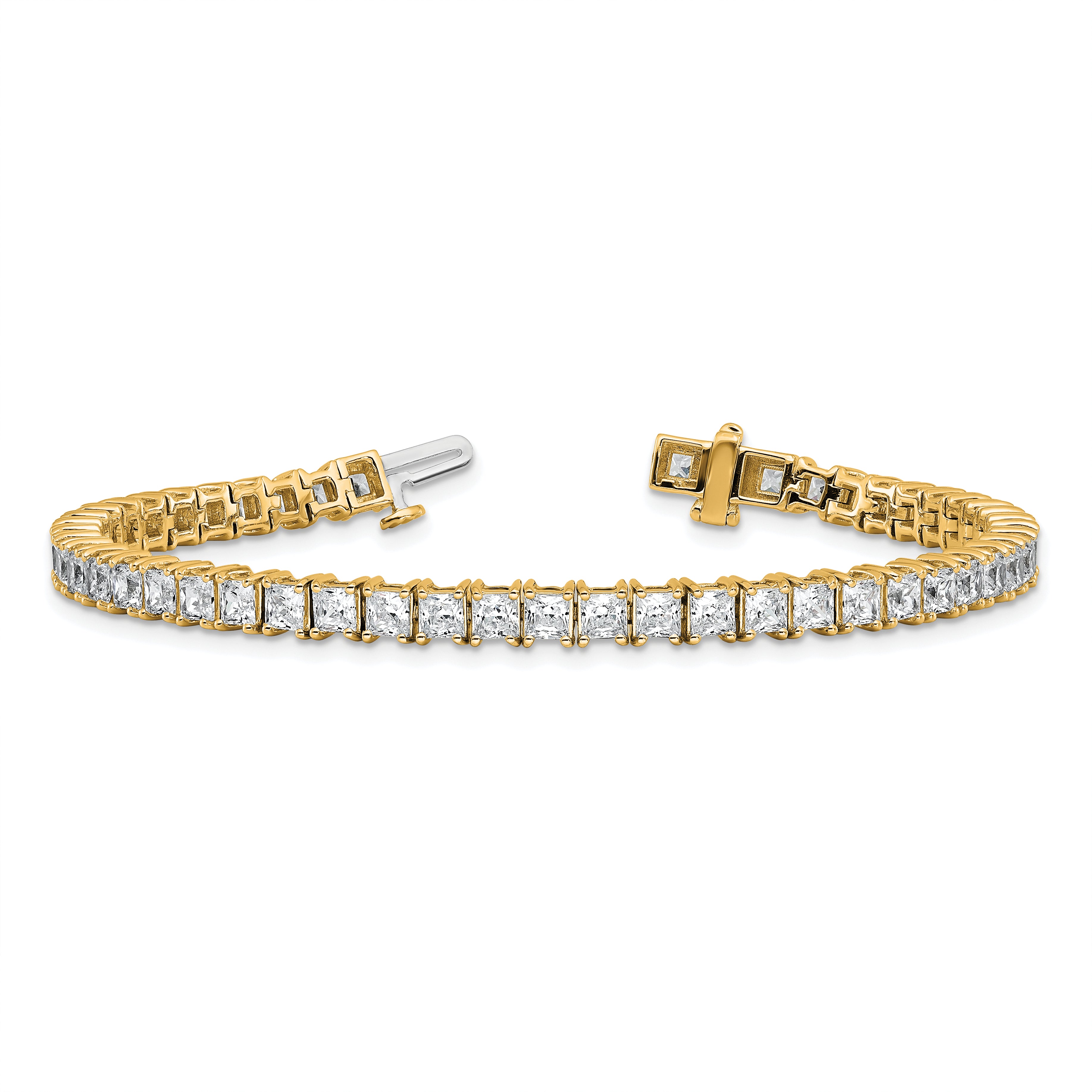 14k Yellow Gold 10 Ct. Lab Grown Diamond VS/SI+ G+ Princess Tennis Bracelet