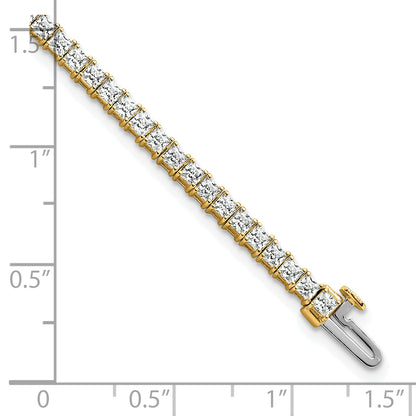 14K Yellow Gold 6 Carat Lab Grown Diamond Vs/Si+ G+ Princess Tennis Bracelet