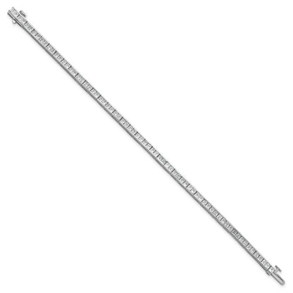 14K White Gold 5 Carat Lab Grown Diamond Vs+ F+ Complete Princess Bezel Set Tennis Bracelet