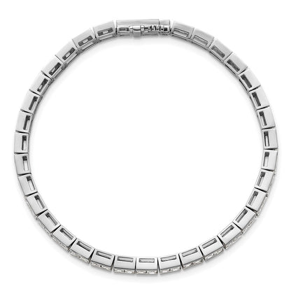 14K White Gold 5 Carat Lab Grown Diamond Vs+ F+ Complete Princess Bezel Set Tennis Bracelet