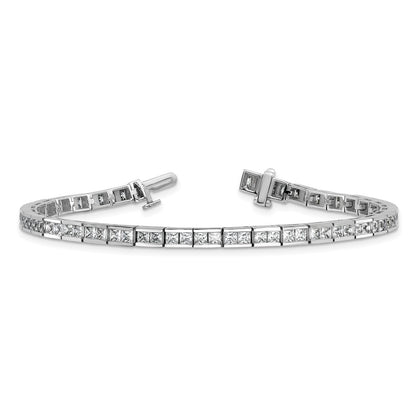 14K White Gold 5 Carat Lab Grown Diamond Vs+ F+ Complete Princess Bezel Set Tennis Bracelet
