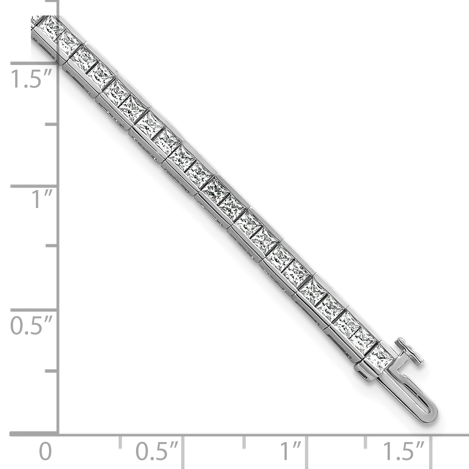 14K White Gold 5 Carat Lab Grown Diamond Vs+ F+ Complete Princess Bezel Set Tennis Bracelet