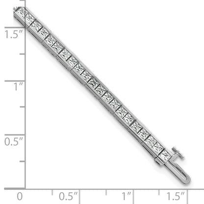 14K White Gold 5 Carat Lab Grown Diamond Vs+ F+ Complete Princess Bezel Set Tennis Bracelet