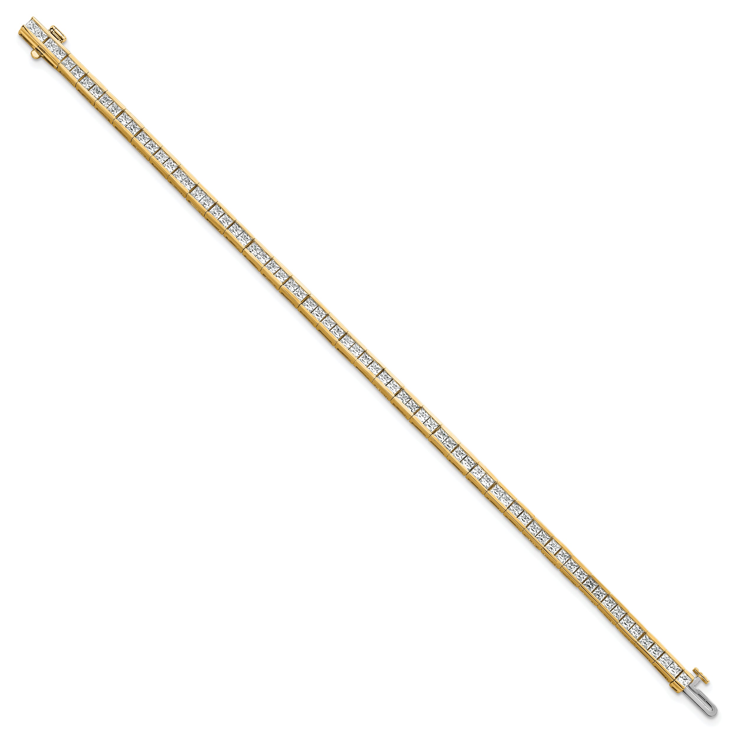 14K Yellow Gold 5 Carat Lab Grown Diamond Vs/Si+ G+ Complete Princess Bezel Set Tennis Bracelet