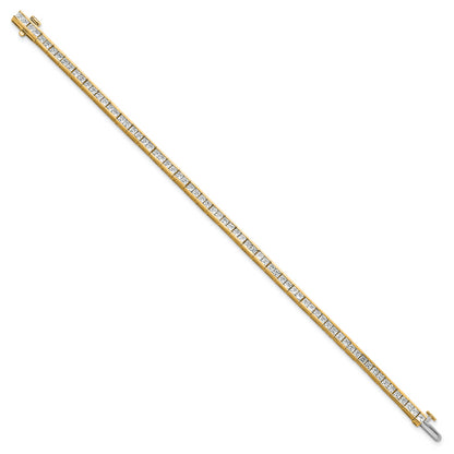 14K Yellow Gold 5 Carat Lab Grown Diamond Vs/Si+ G+ Complete Princess Bezel Set Tennis Bracelet