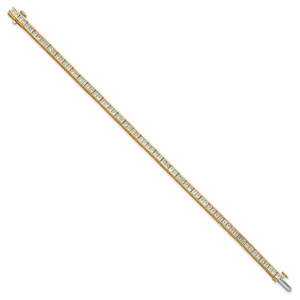 14K Yellow Gold 5 Carat Lab Grown Diamond Vs+ F+ Complete Princess Bezel Set Tennis Bracelet